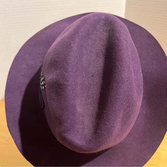 Stacy Adams Wool Fedora Hat Purple Felt Feather Ribbon Women’s Size M - Picture 4 of 9